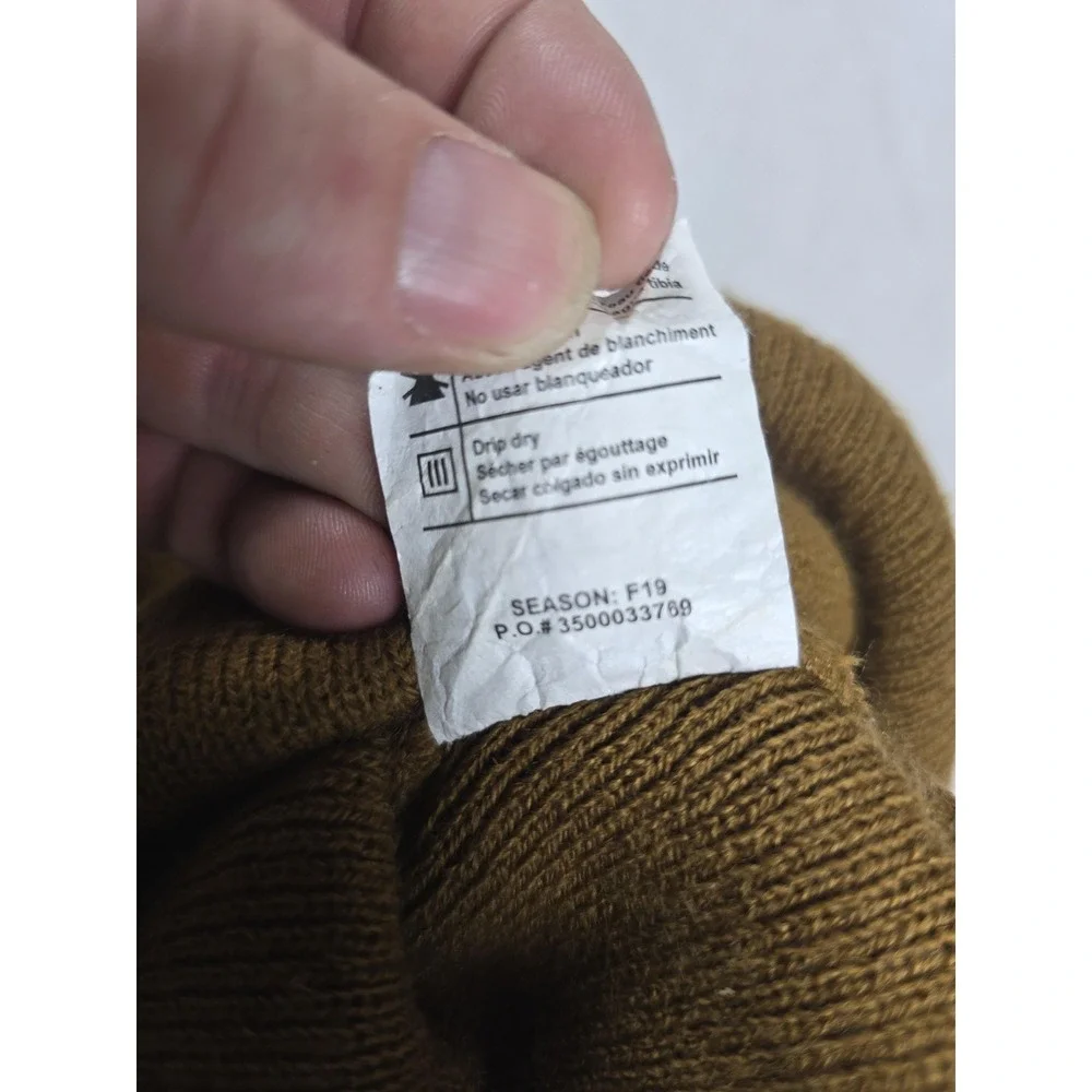 Carhartt Hat Beanie Brown Cuffed Knit Patch Logo‎ Workwear Mens One Size Canada